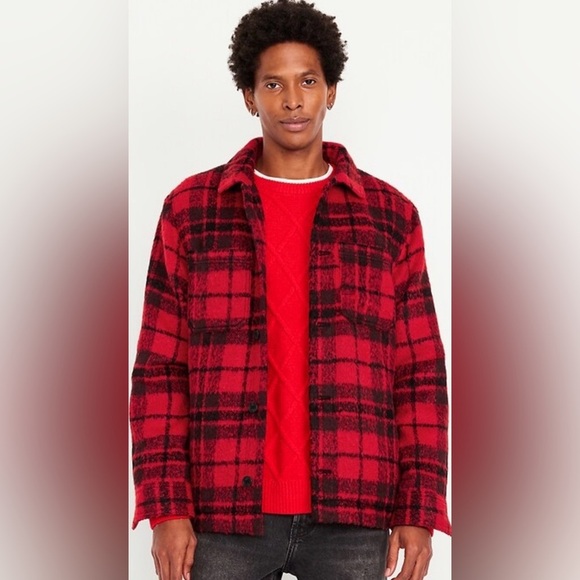 Old Navy Winter Plaid Cozy-Lined Sherpa Shacket Shirt Jacket NWT S